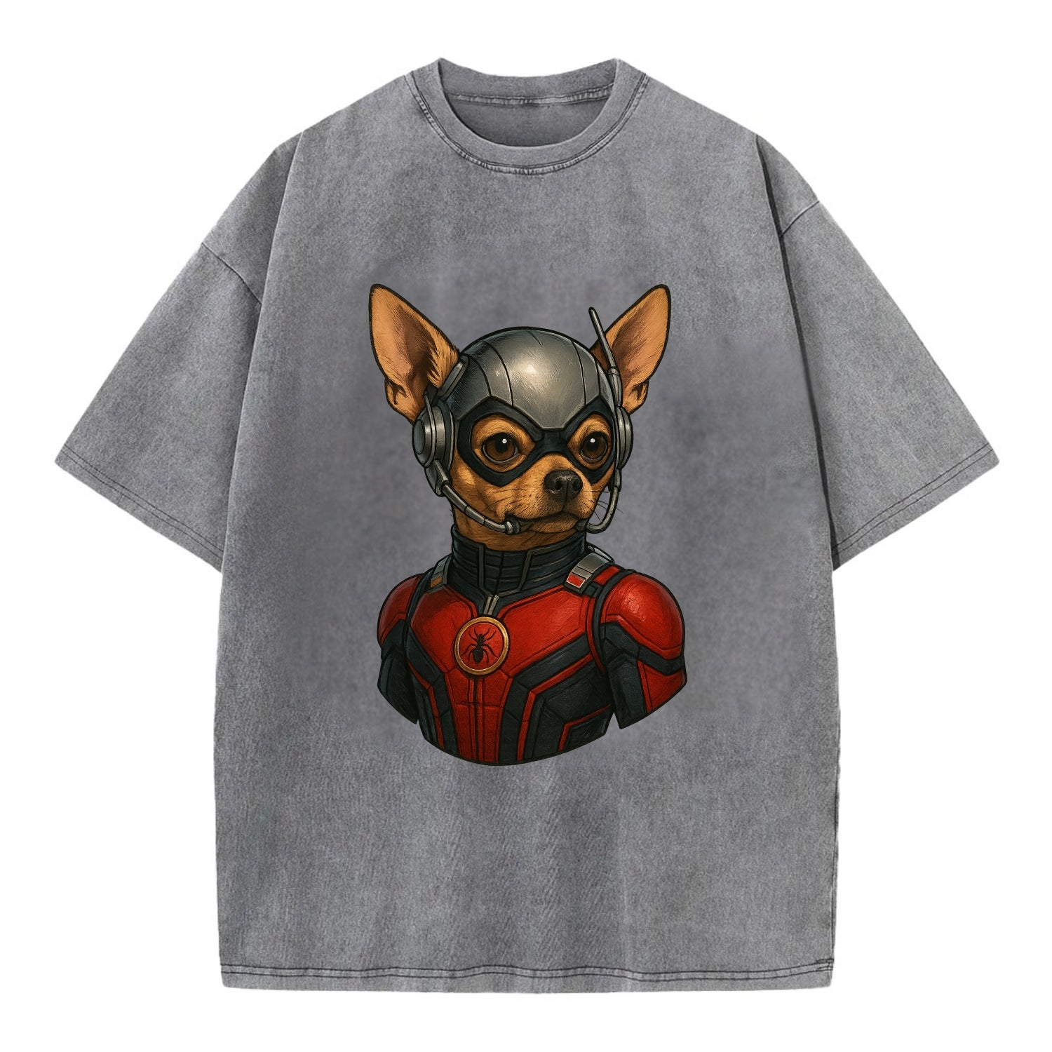 Chihuahua Ant-Man  - Vintage T-shirt - Grey