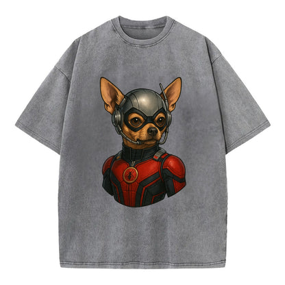 Chihuahua Ant-Man  - Vintage T-shirt - Grey