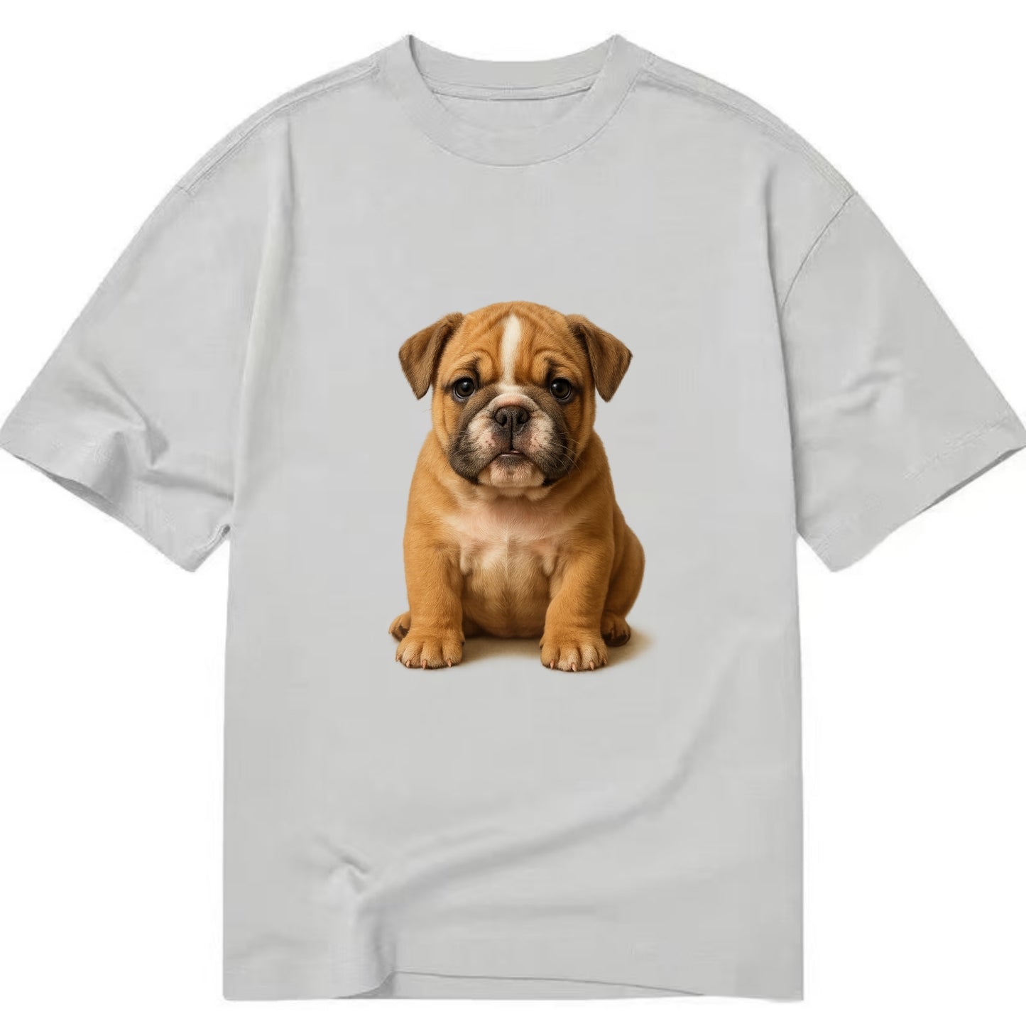 Baby Bulldog Puppy - wrinkly face, underbite, stocky body, gentle eyes, - Classic T-shirt - Grey
