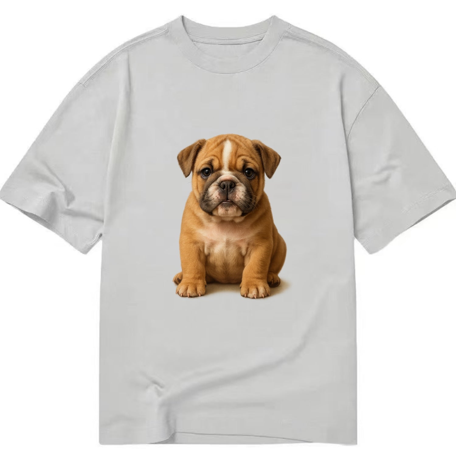 Baby Bulldog Puppy - wrinkly face, underbite, stocky body, gentle eyes, - Classic T-shirt - Grey