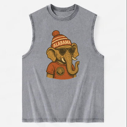 Tuscaloosa Crimson Elephant wearing Alab - Vintage Washed Tank - Grey