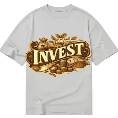 Bold typography design - "INVEST" - growing money, smart decisions - Classic T-shirt - Grey