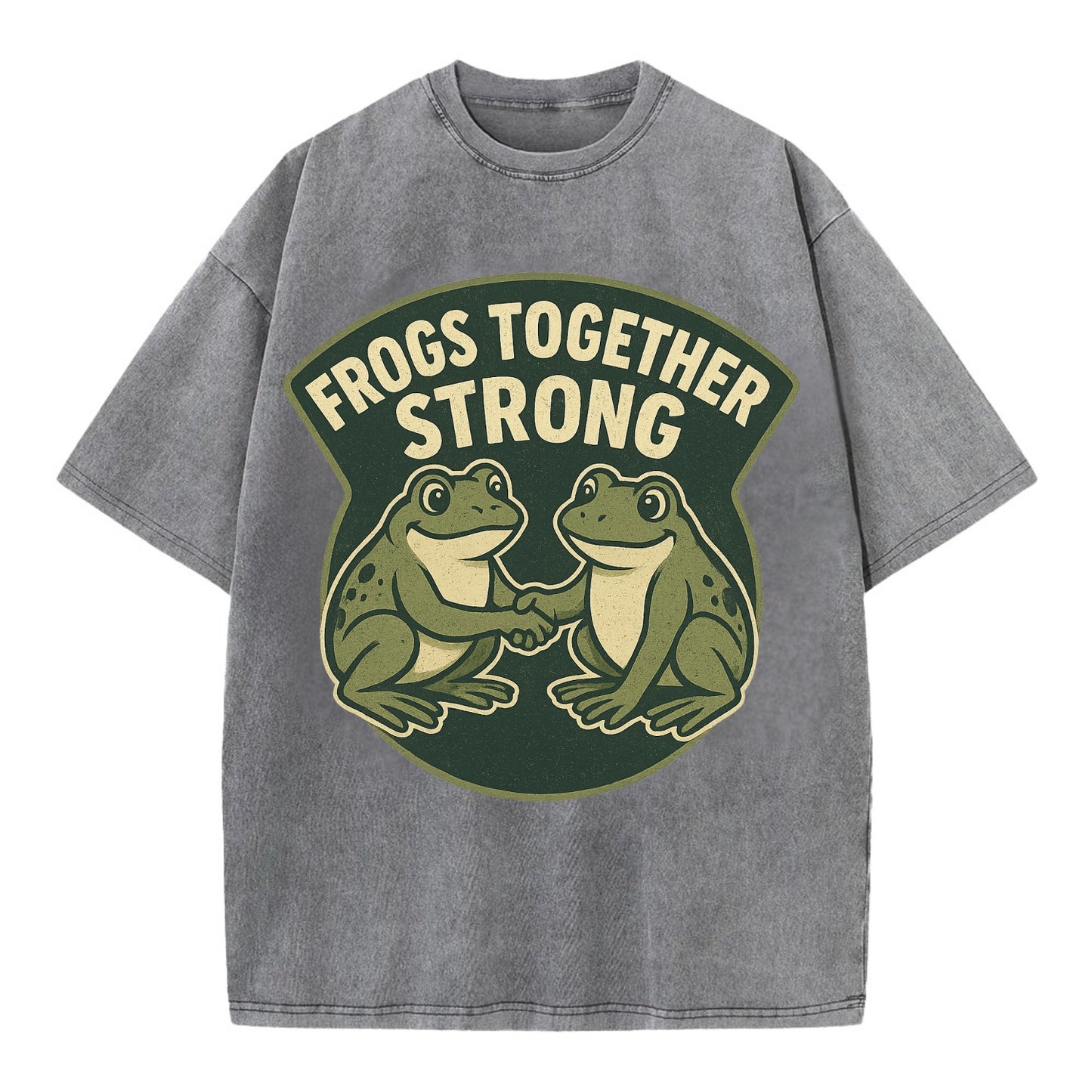 Frogs Together Strong 3 - Vintage T-shirt - Grey