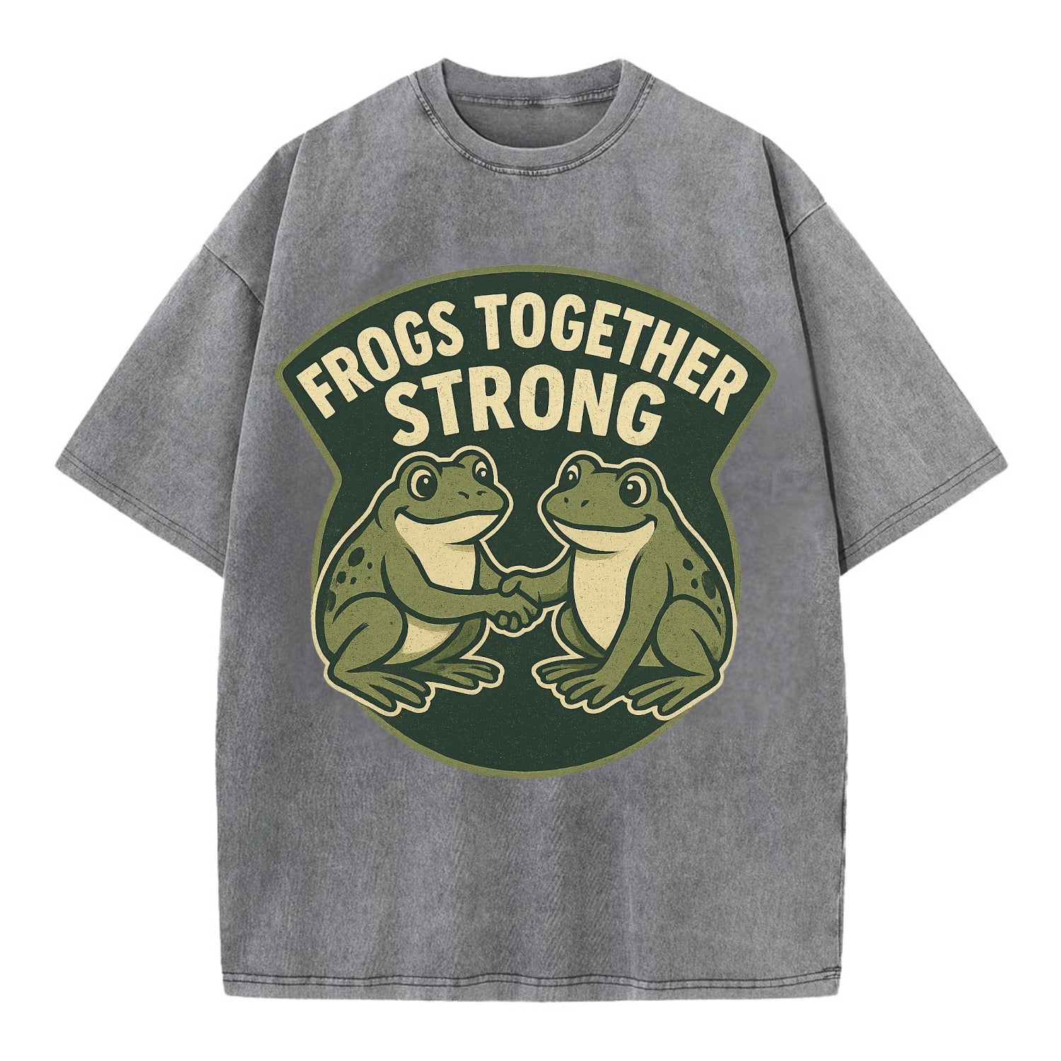 Frogs Together Strong 3 - Vintage T-shirt - Grey