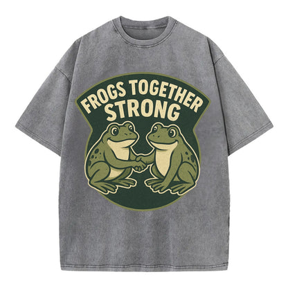 Frogs Together Strong 3 - Vintage T-shirt - Grey