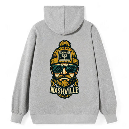 Nashville Commodore wearing Vanderbilt beanie with anchor patch - Classic Pullover Hoodie - Grey