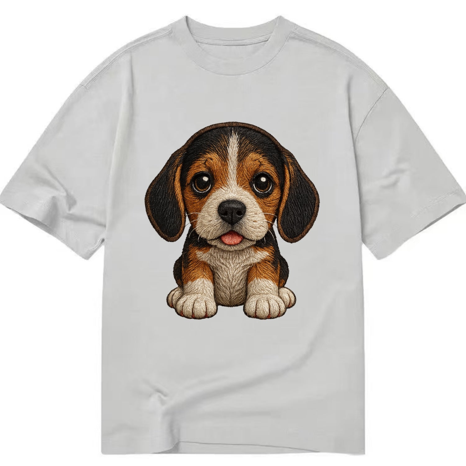 Baby Beagle Puppy - tricolor coat, long droopy ears, big pleading eyes, - Classic T-shirt - Grey