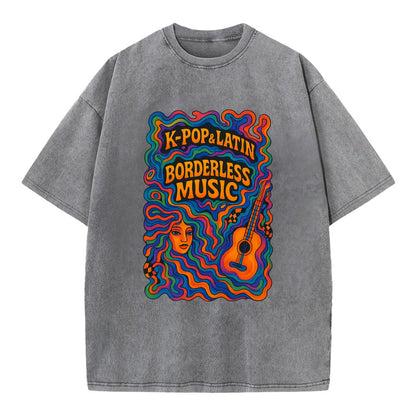 K-Pop and Latin fusion explosion - "Borderless Music" - cross-cultural sounds - Vintage T-shirt - Grey