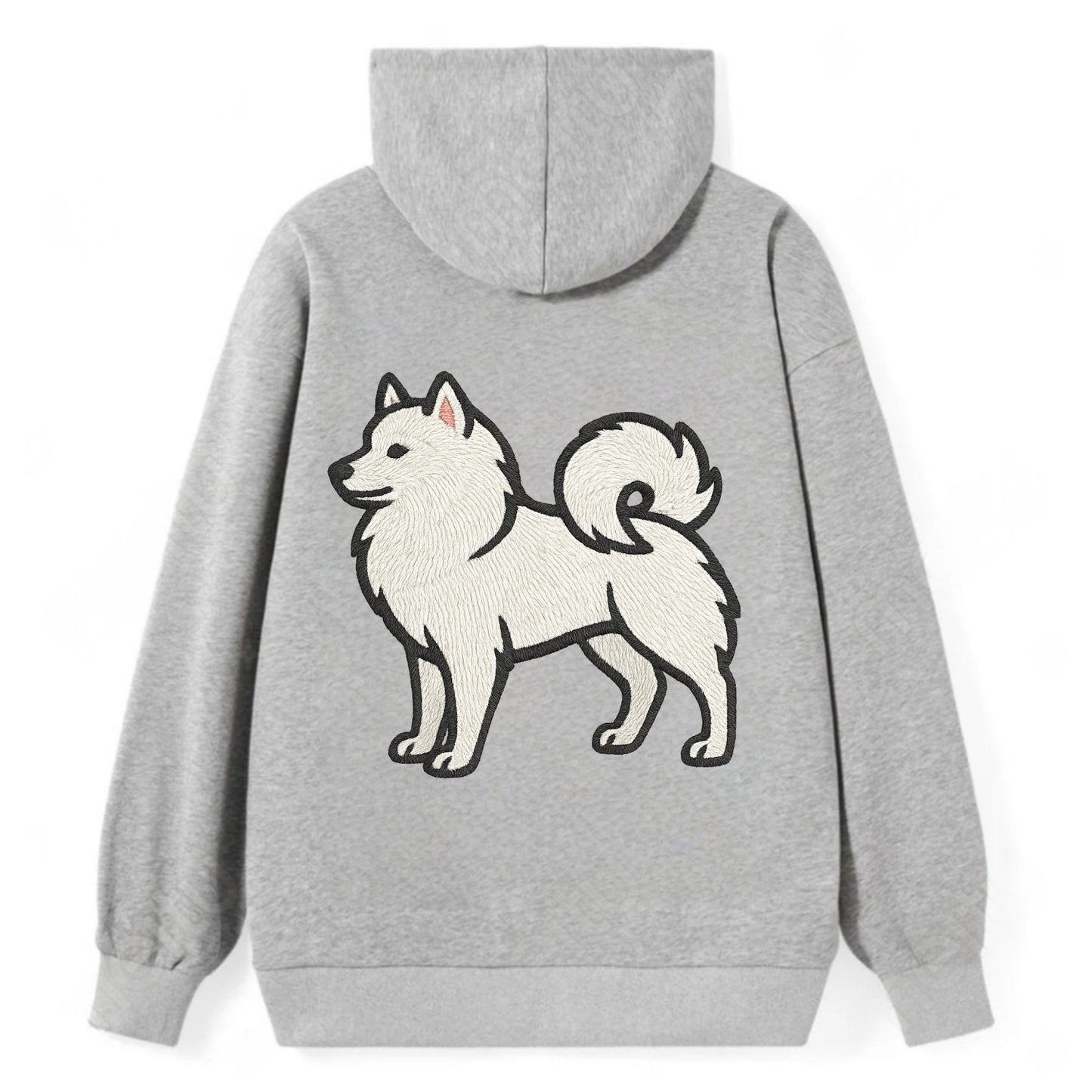 American Eskimo Dog - White spitz embroidered standing design - Classic Pullover Hoodie - Grey