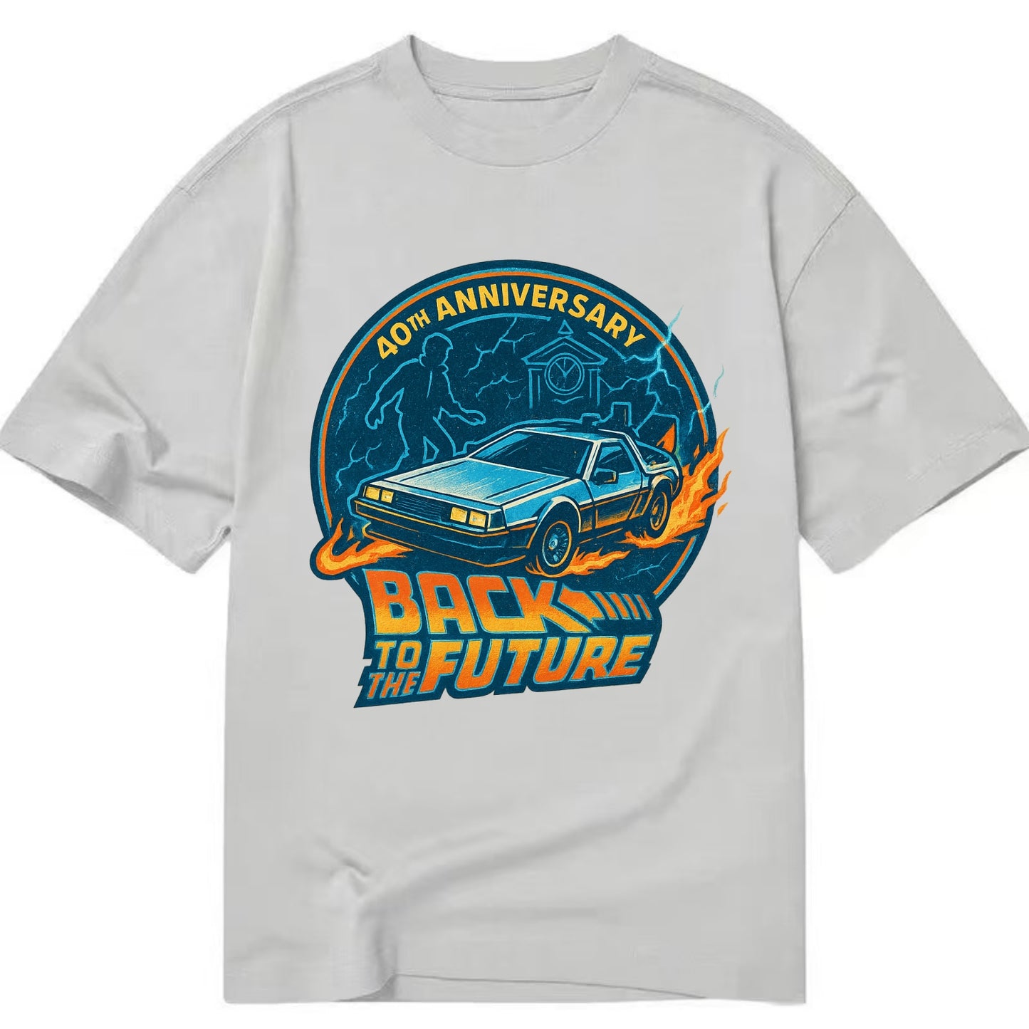Back To The Future 40th Anniversary - Classic T-shirt - Grey
