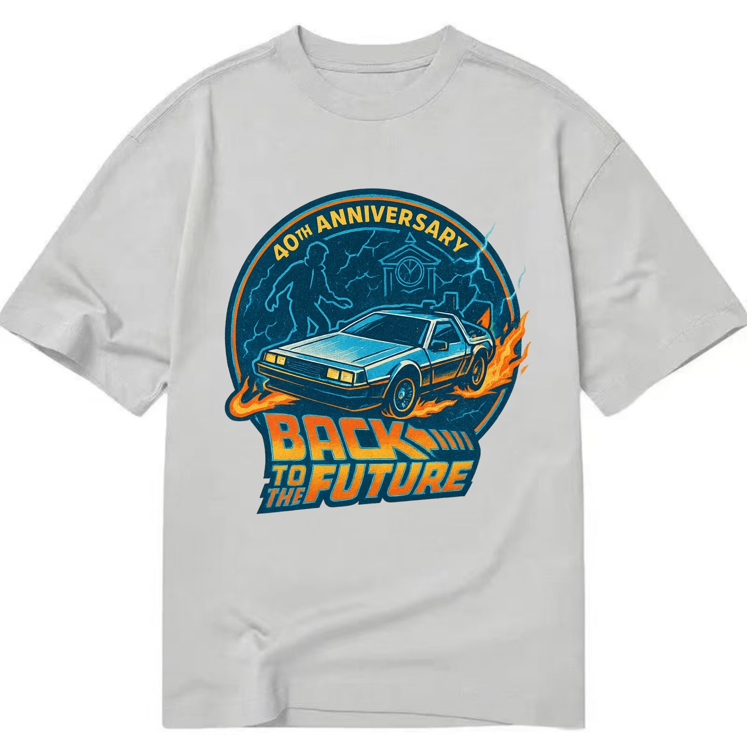 Back To The Future 40th Anniversary - Classic T-shirt - Grey