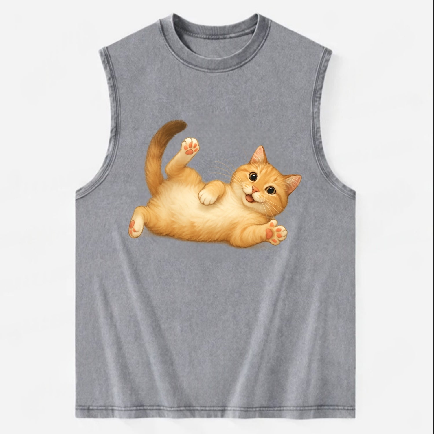 Therapy Cat  - Vintage Washed Tank - Grey