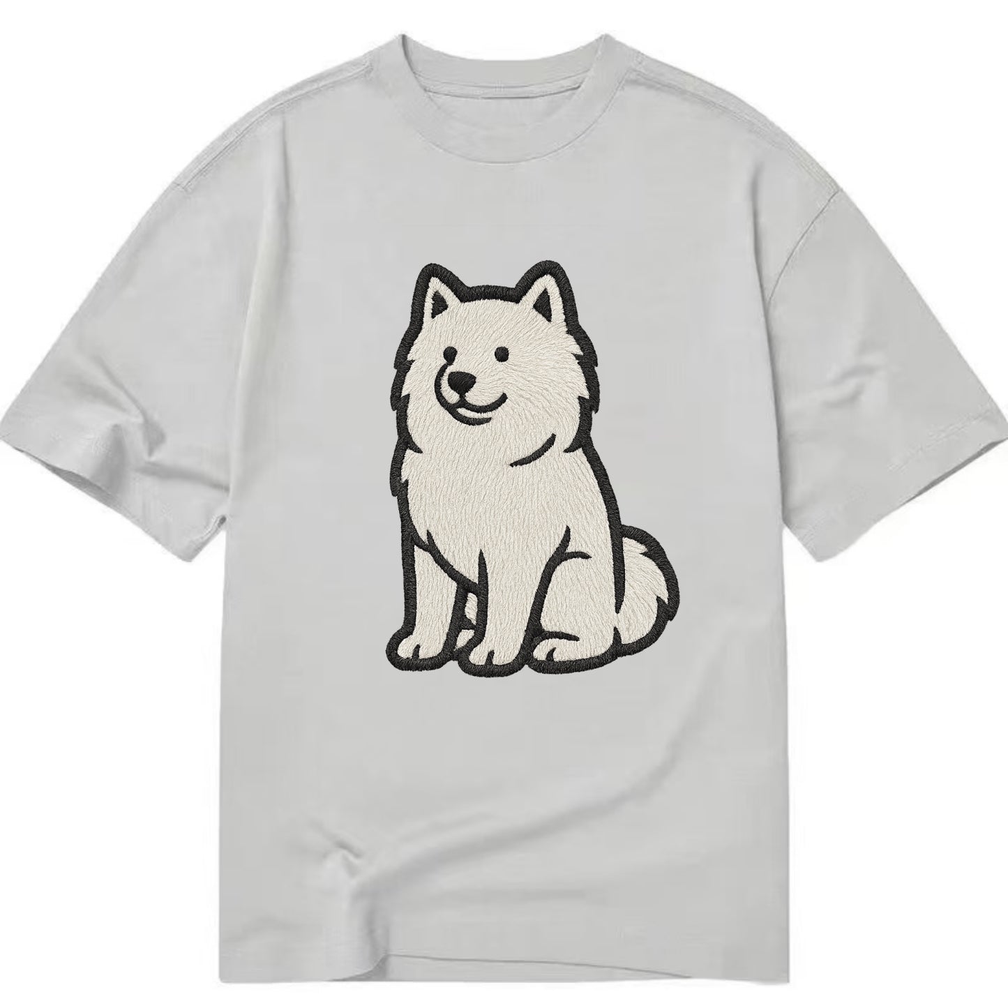 Samoyed - White fluffy embroidered desig Classic T-shirt - Grey