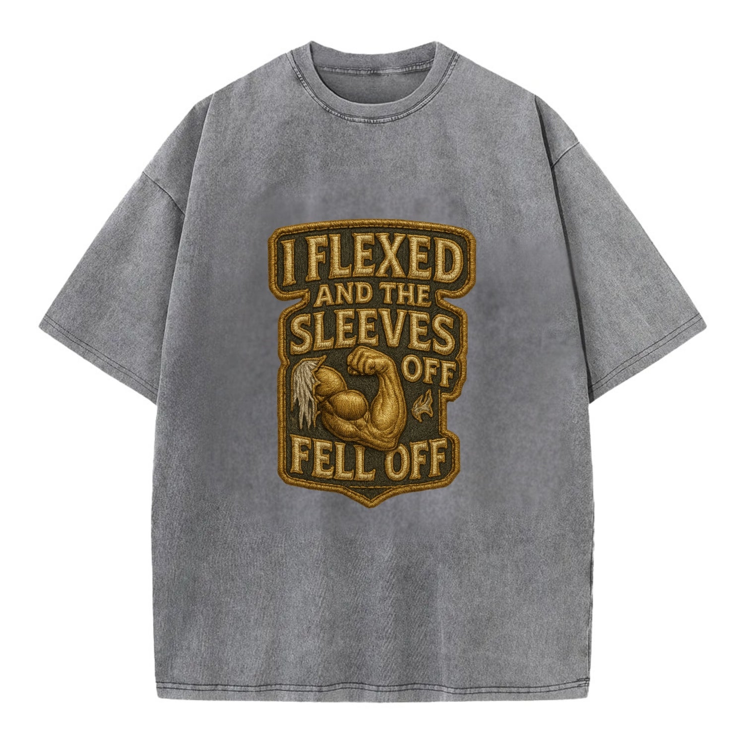 I Flexed and The Sleeves Fell Off  - Vintage T-shirt - Grey