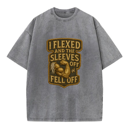 I Flexed and The Sleeves Fell Off  - Vintage T-shirt - Grey