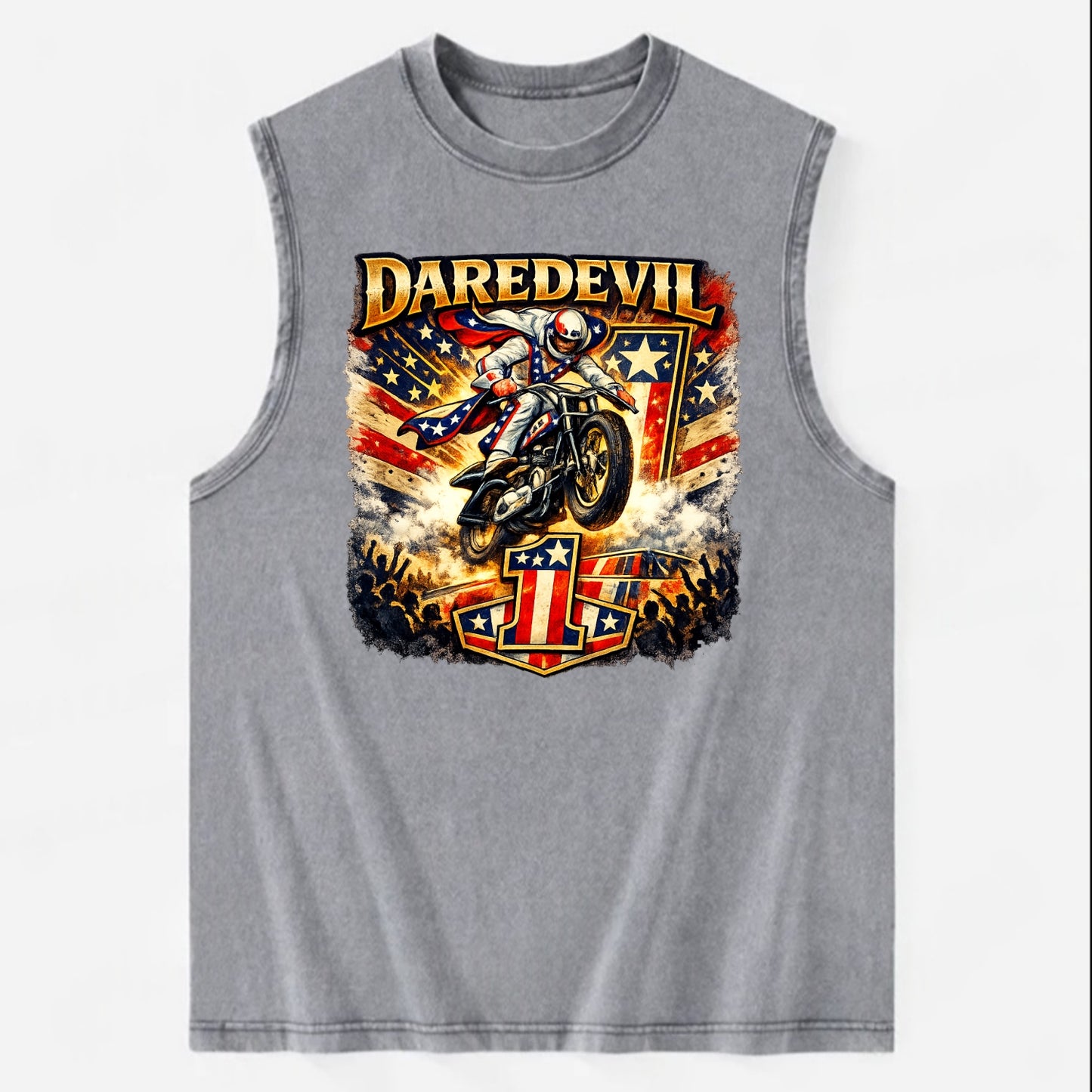 Daredevil Stunt Rider - Vintage Washed Tank - Grey