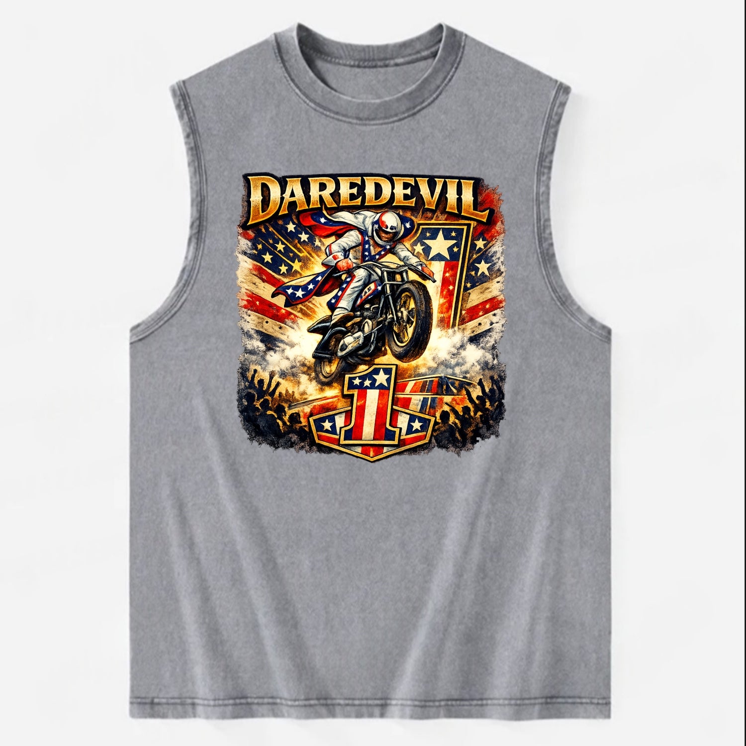 Daredevil Stunt Rider - Vintage Washed Tank - Grey