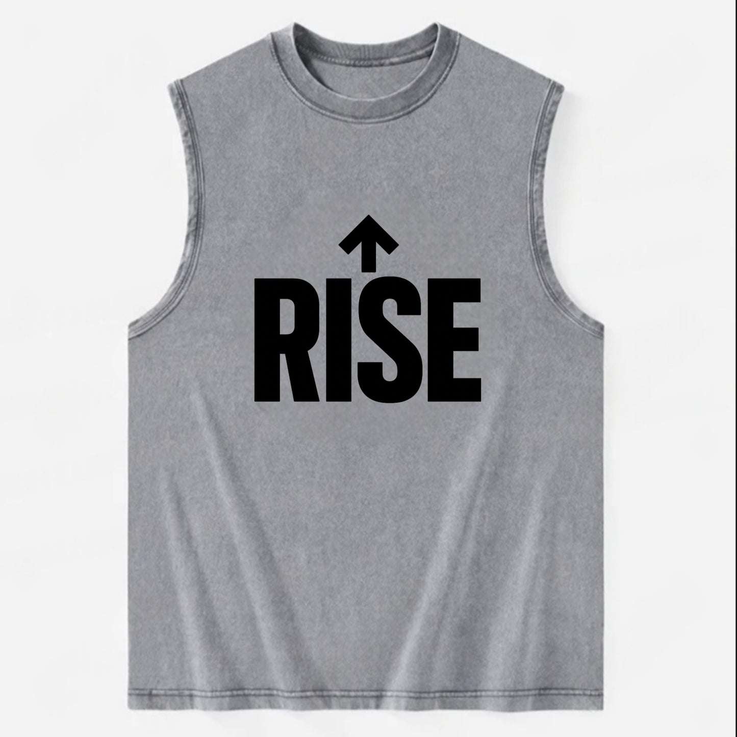 Bold typography design - "RISE" - getting up, ascending, elevating - Vintage Washed Tank - Grey