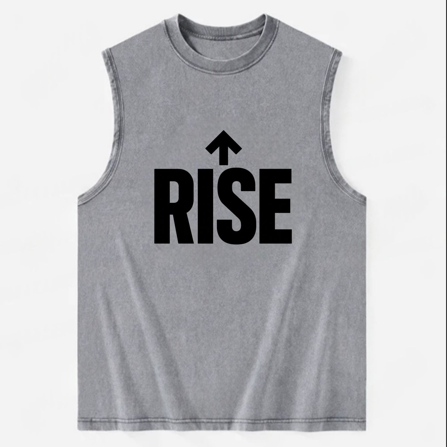 Bold typography design - "RISE" - getting up, ascending, elevating - Vintage Washed Tank - Grey
