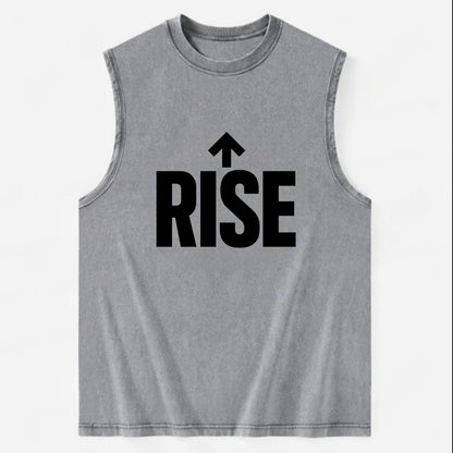 Bold typography design - "RISE" - getting up, ascending, elevating - Vintage Washed Tank - Grey