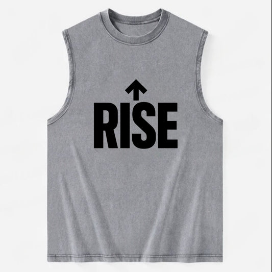 Bold typography design - "RISE" - getting up, ascending, elevating - Vintage Washed Tank - Grey