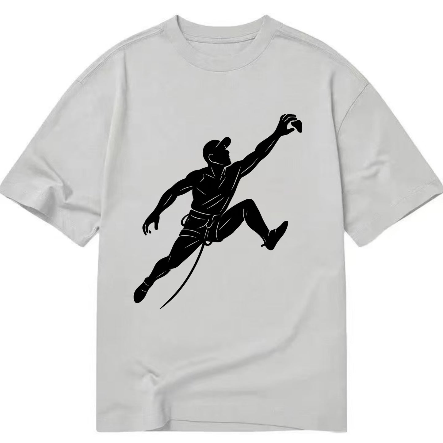 Rock wall climber reaching hold - Classic T-shirt - Grey