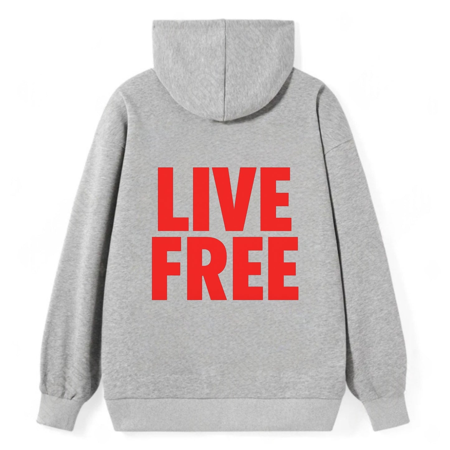 Bold typography design - "LIVE FREE" - unrestricted living - Classic Pullover Hoodie - Grey