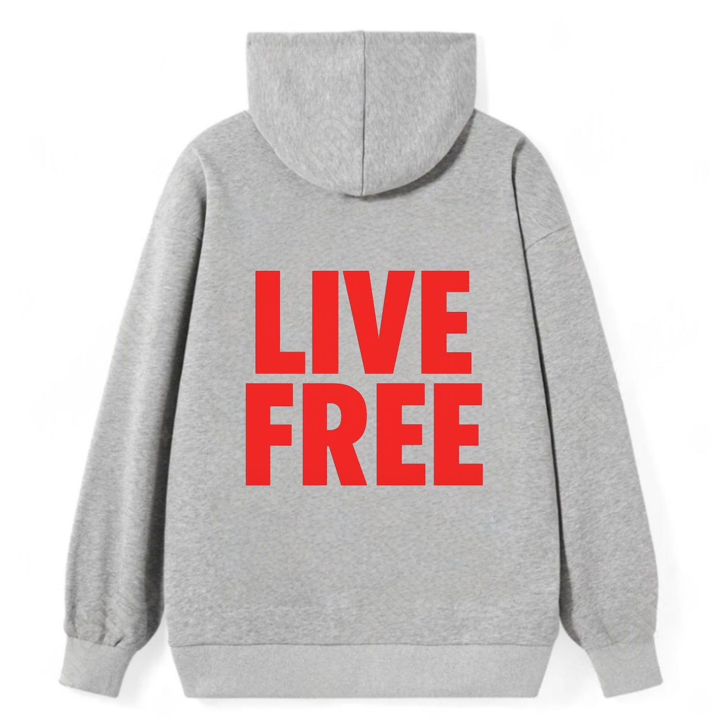 Bold typography design - "LIVE FREE" - unrestricted living - Classic Pullover Hoodie - Grey