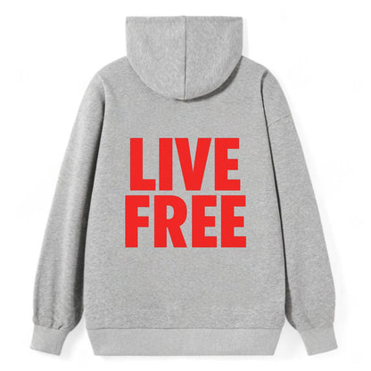 Bold typography design - "LIVE FREE" - unrestricted living - Classic Pullover Hoodie - Grey