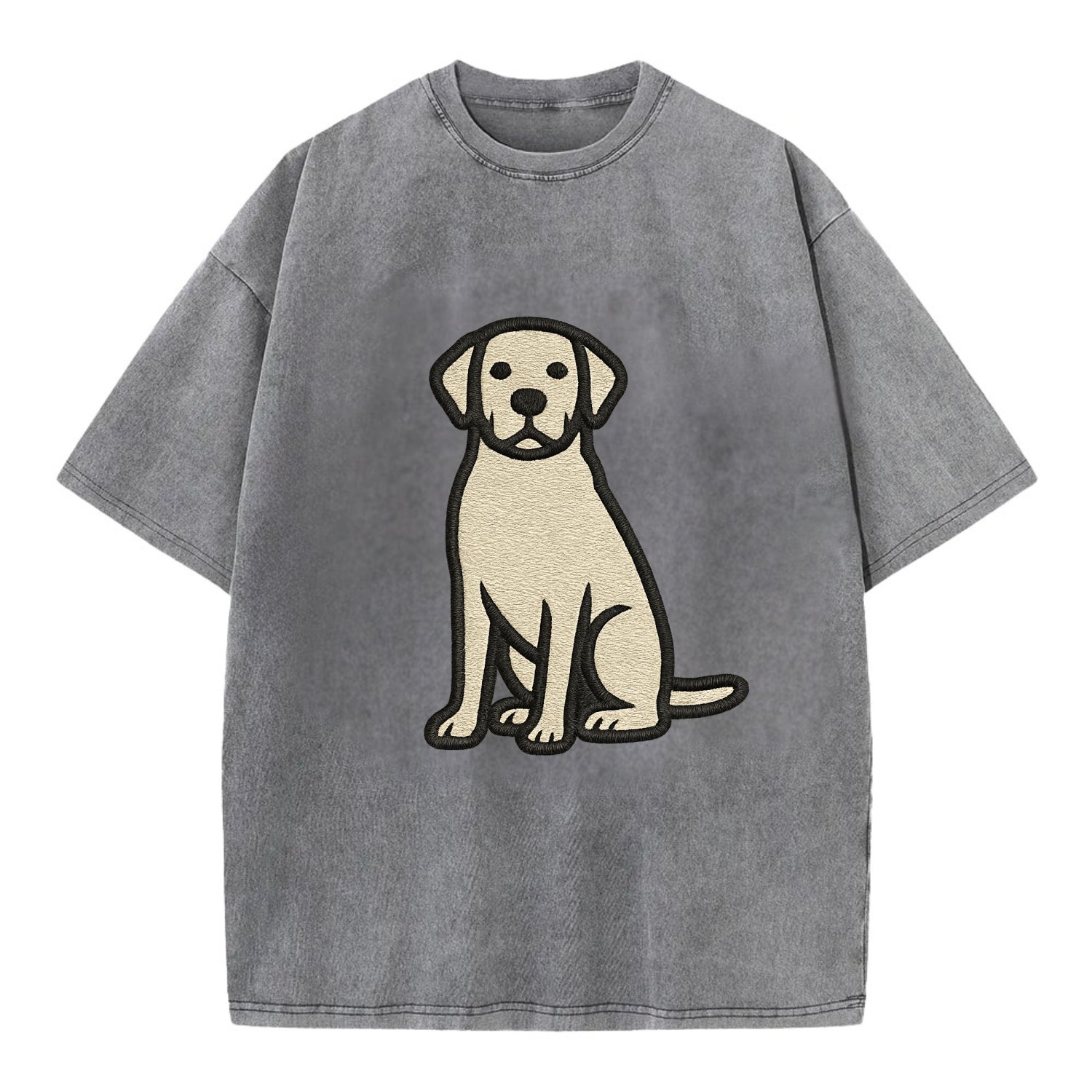Goldador - Golden Lab mix sitting pose - Vintage T-shirt - Grey