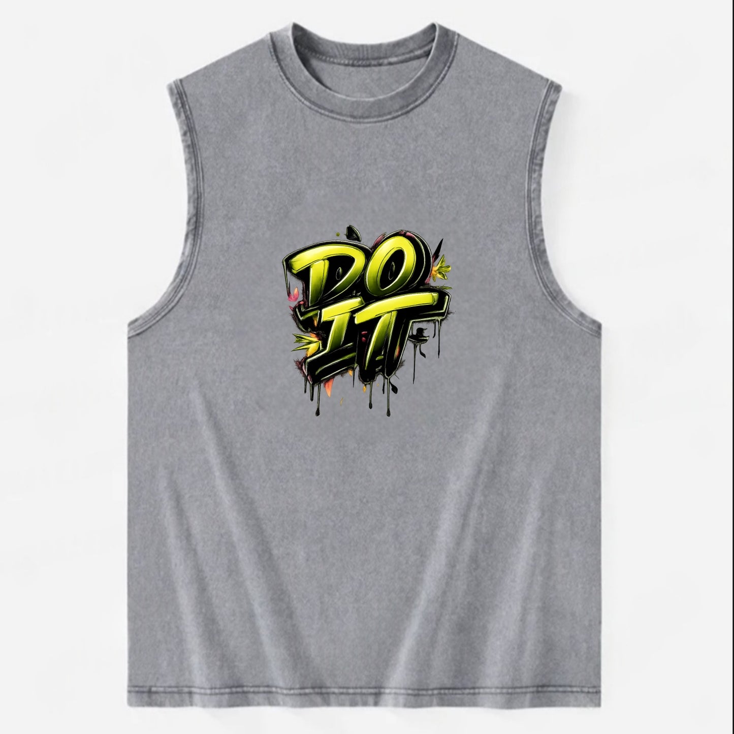 Bold typography design - "DO IT" - just do it, stop waiting - Vintage Washed Tank - Grey