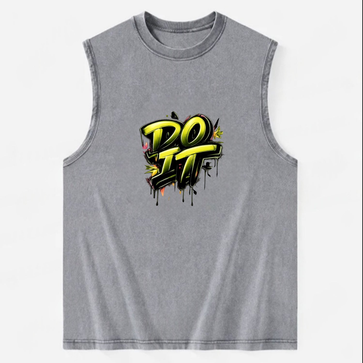 Bold typography design - "DO IT" - just do it, stop waiting - Vintage Washed Tank - Grey