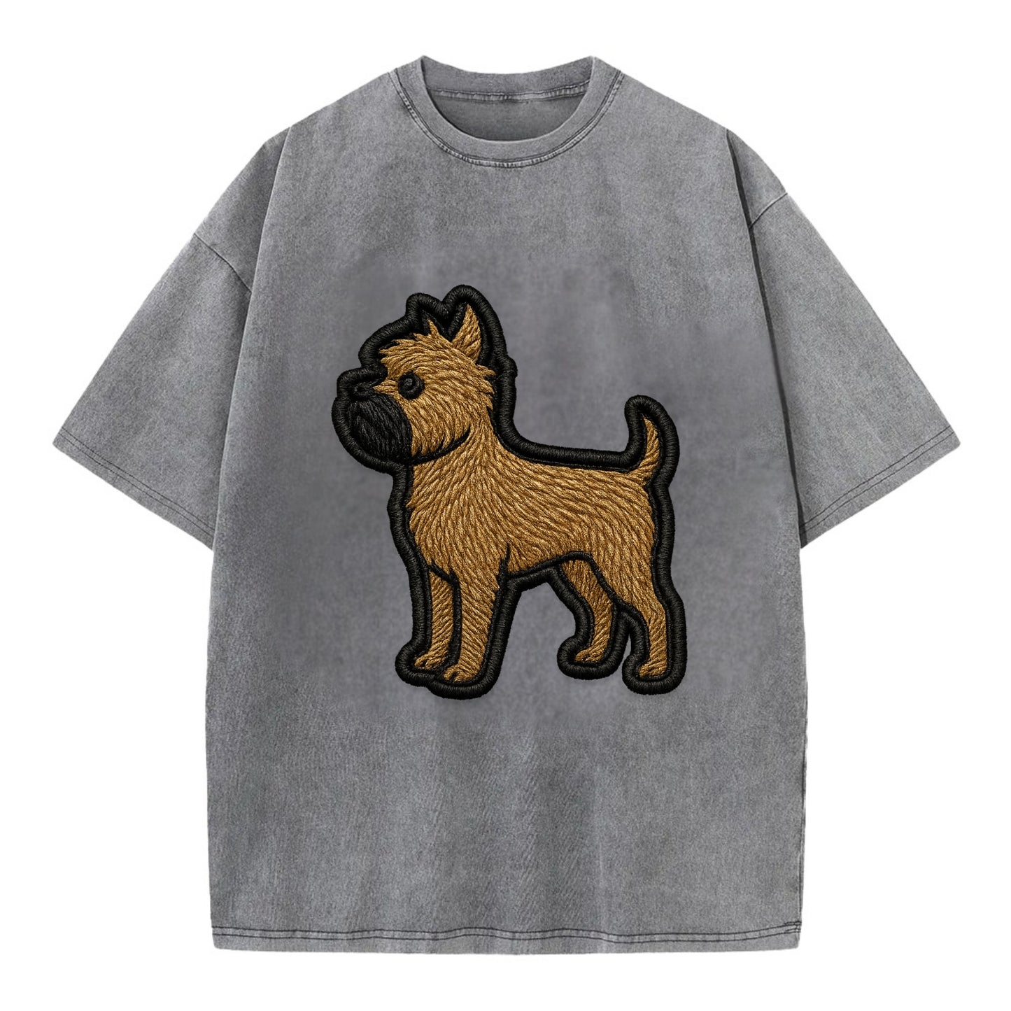 Affenpinscher - Contemporary wiry design - Vintage T-shirt - Grey