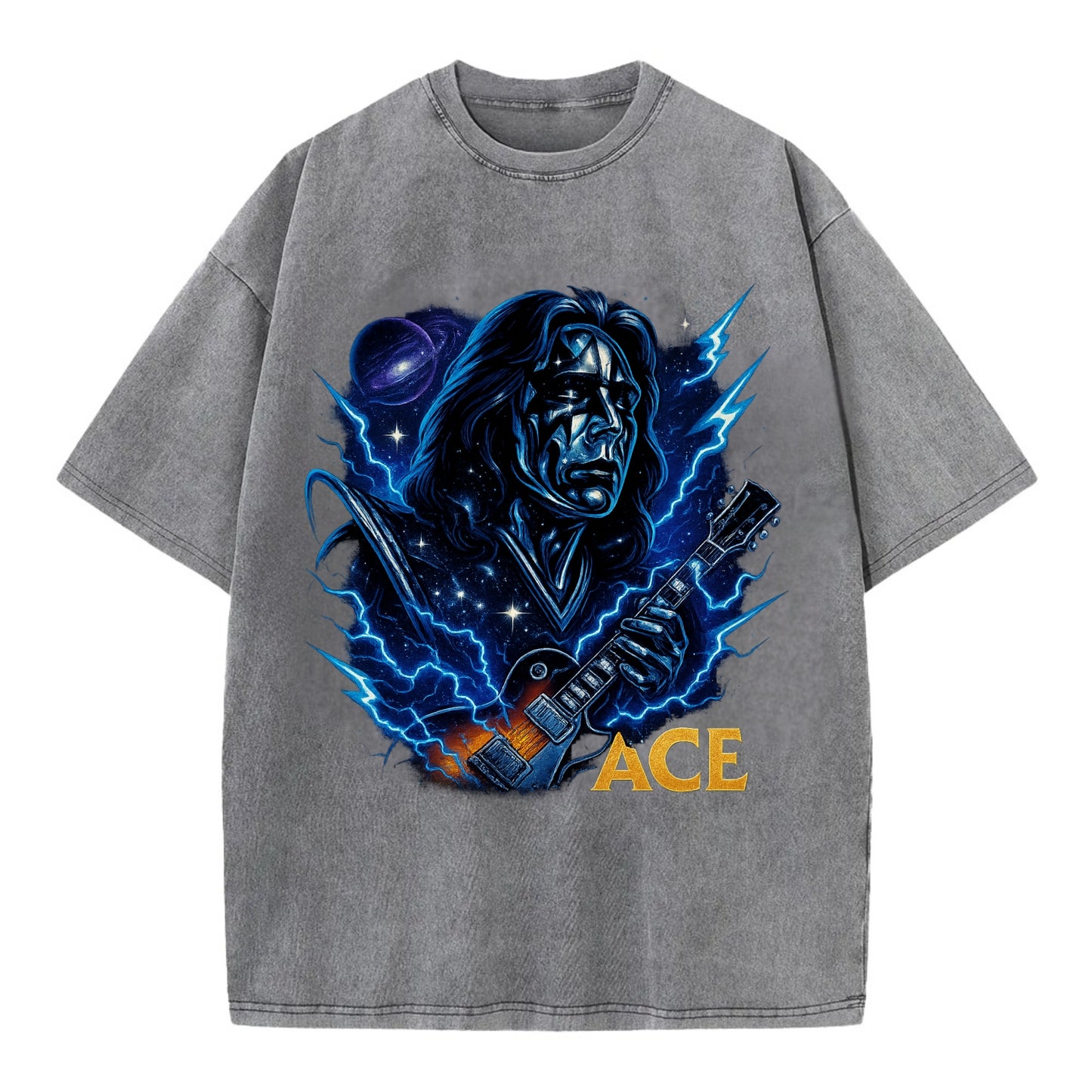 Cosmic Chrome Portrait - Vintage T-shirt - Grey