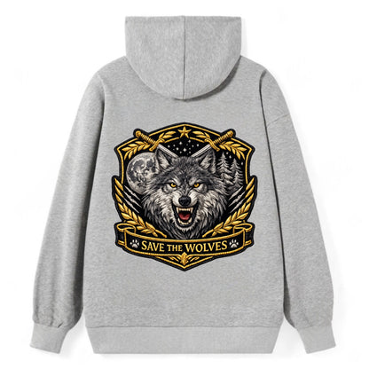 SAVE THE WOLVES - wolf moon in gray , predator protection - Classic Pullover Hoodie - Grey