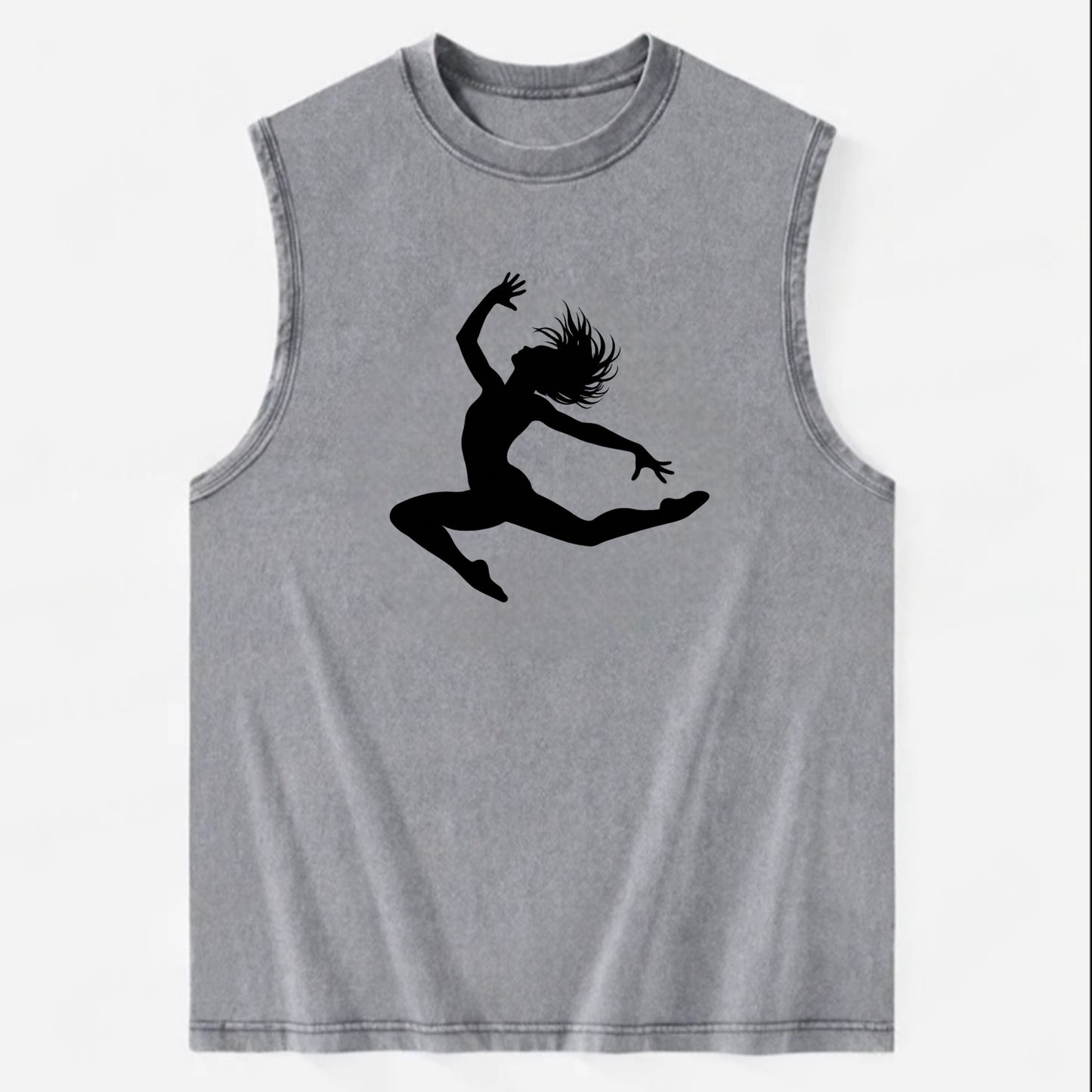 Contemporary dancer leap mid-air - Vintage Washed Tank - Grey