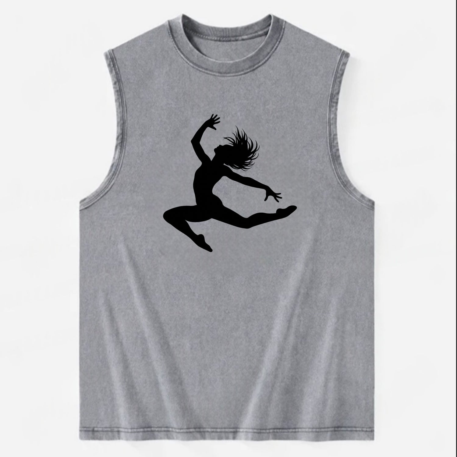 Contemporary dancer leap mid-air - Vintage Washed Tank - Grey