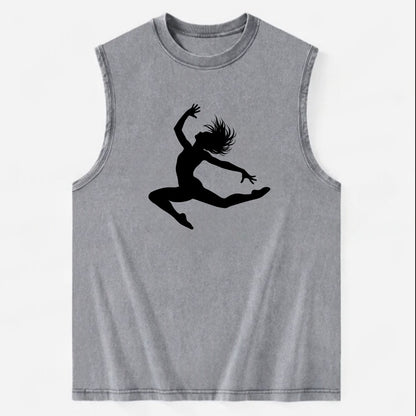 Contemporary dancer leap mid-air - Vintage Washed Tank - Grey