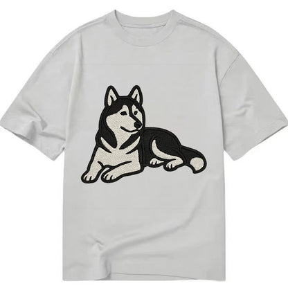 Siberian Husky - Black and white relaxed Classic T-shirt - Grey