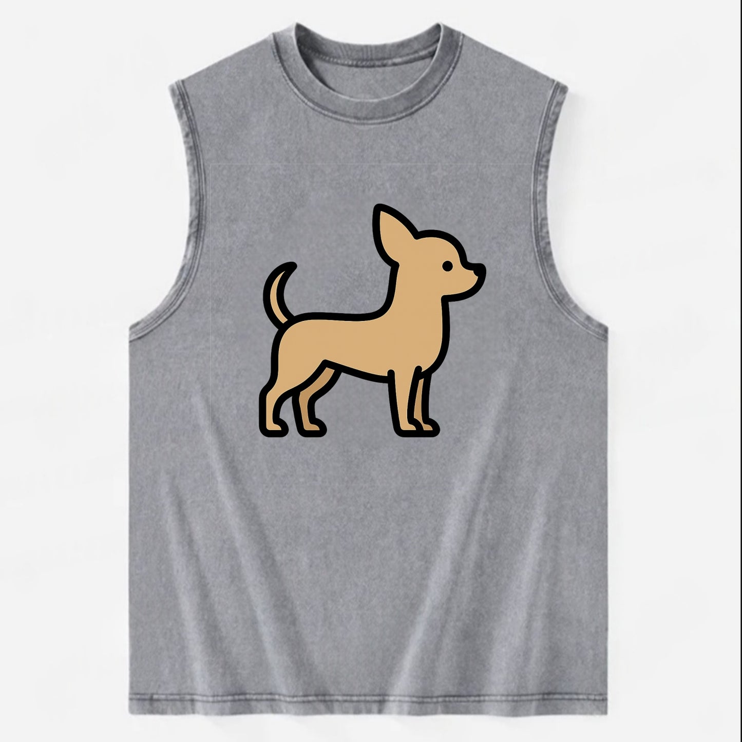 Chihuahua - Tan smooth coat flat side profile - Vintage Washed Tank - Grey