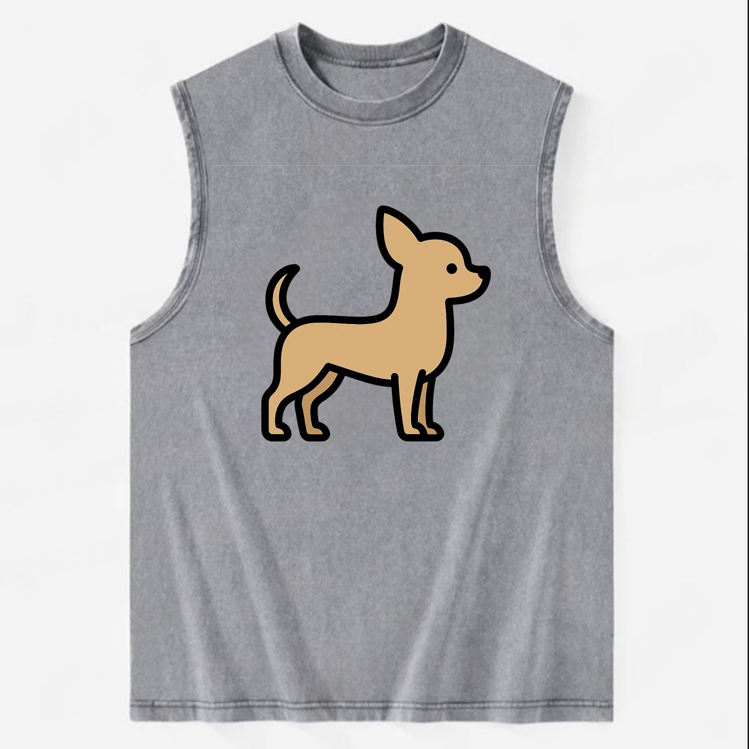 Chihuahua - Tan smooth coat flat side profile - Vintage Washed Tank - Grey