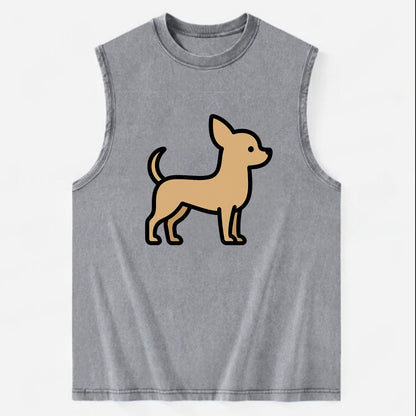 Chihuahua - Tan smooth coat flat side profile - Vintage Washed Tank - Grey