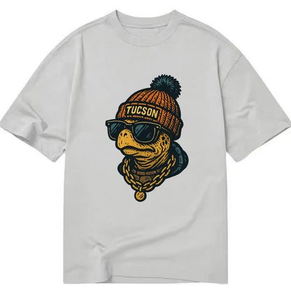 Tucson Desert Tortoise wearing Tucson beanie with pom pom and wayfarer sunglasses - Classic T-shirt - Grey
