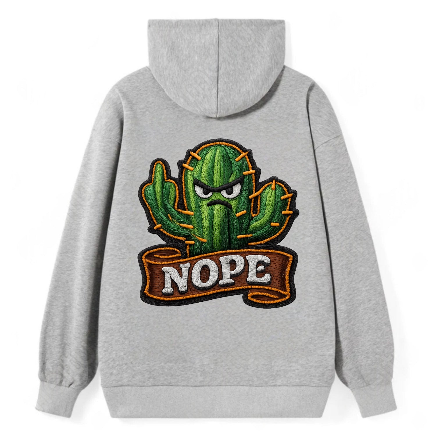 NOPE CACTUS - cactus with attitude in green , prickly personality - Classic Pullover Hoodie - Grey