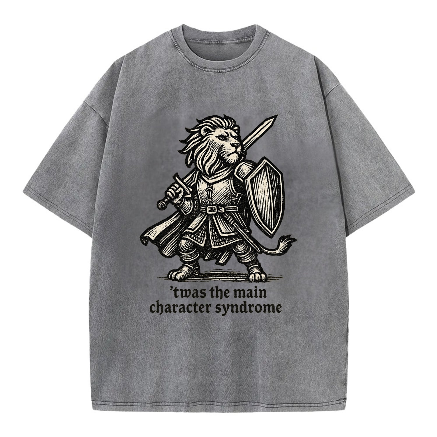 Main Character Syndrome Lion  - Vintage T-shirt - Grey