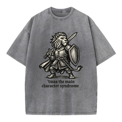 Main Character Syndrome Lion  - Vintage T-shirt - Grey