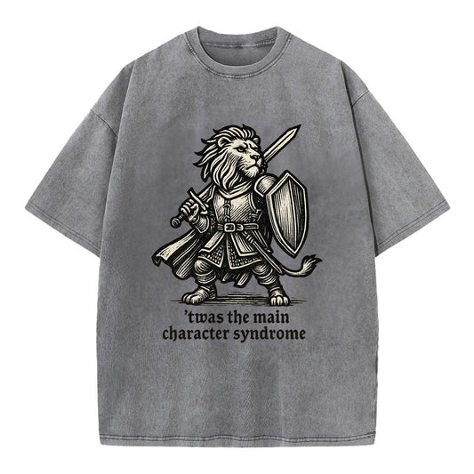 Main Character Syndrome Lion  - Vintage T-shirt - Grey