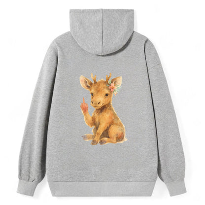 baby moose with adorable tiny antlers, one hoof raised in attitude - Classic Pullover Hoodie - Grey