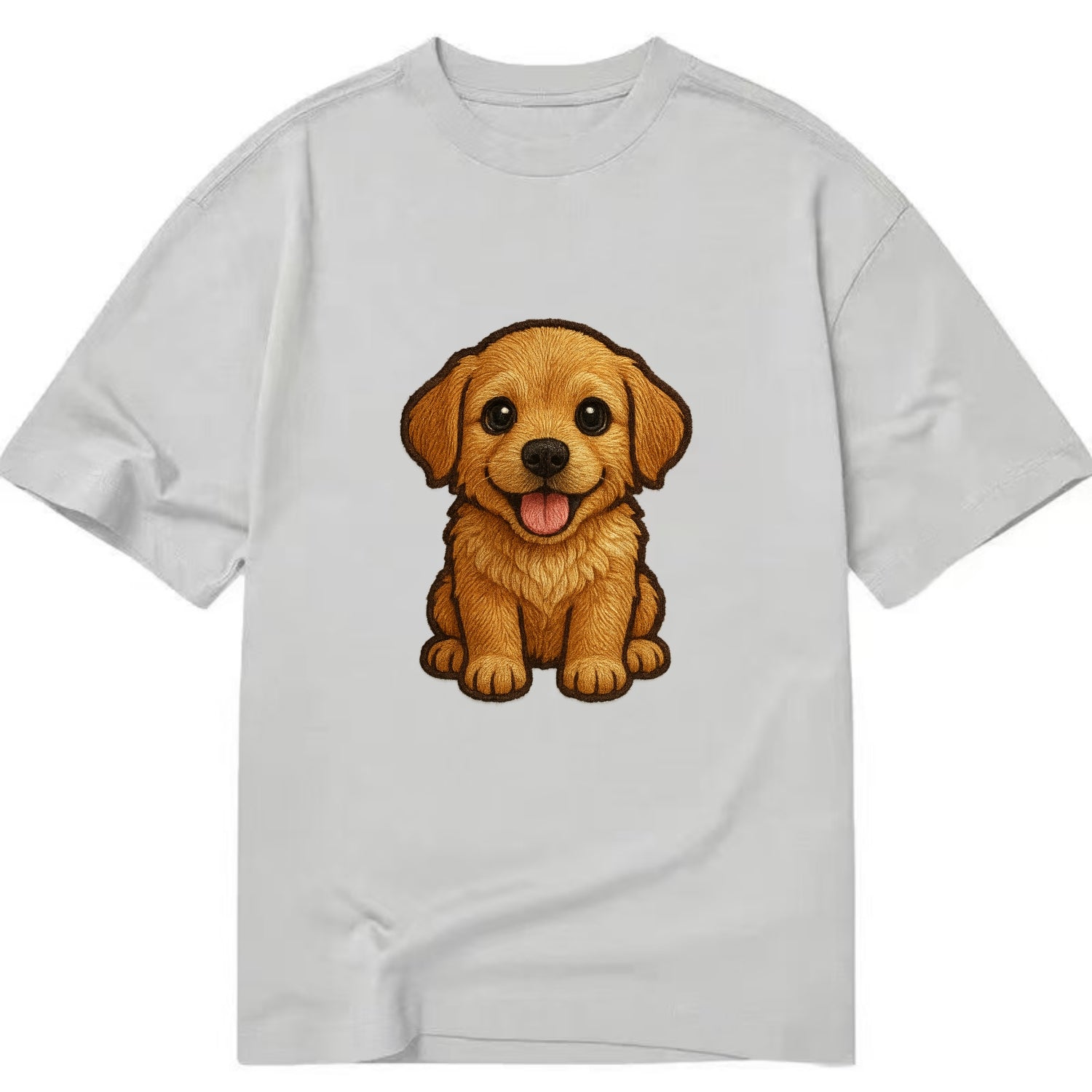 Baby Golden Retriever Puppy - fluffy golden fur, big brown eyes, pink tongue, - Classic T-shirt - Grey