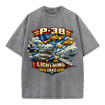 P 38 Lightning - Vintage T-shirt - Grey